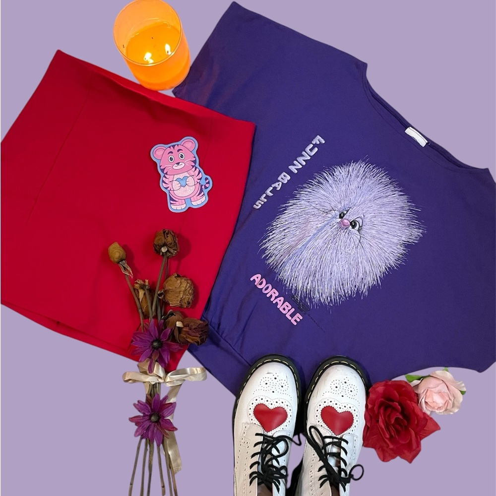 Vintage 80s retro rare Fuzz balls ADORABLE purple graphic tee - Picture 8 of 17